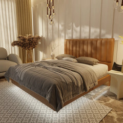 Delane Genuine Leather Floating Bed Frame (With LED) XYXBED