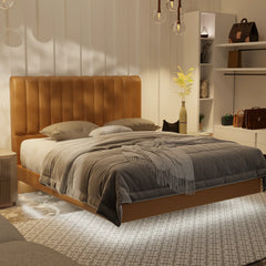 Delane Genuine Leather Floating Bed Frame (With LED) XYXBED