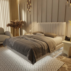 Delane Genuine Leather Floating Bed Frame (With LED) XYXBED