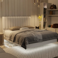 Delane Genuine Leather Floating Bed Frame (With LED) XYXBED