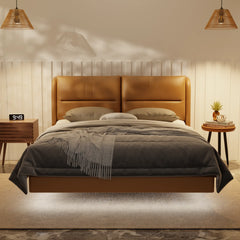 Linqe Genuine Leather Floating Bed Frame (With LED) XYXBED