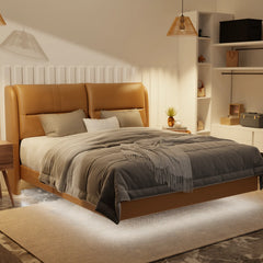 Linqe Genuine Leather Floating Bed Frame (With LED) XYXBED