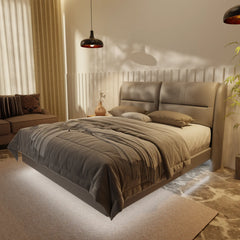 Linqe Genuine Leather Floating Bed Frame (With LED) XYXBED