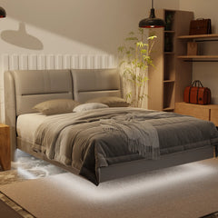 Linqe Genuine Leather Floating Bed Frame (With LED) XYXBED