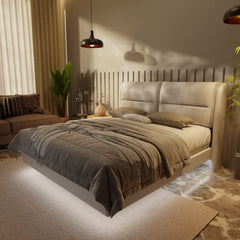 Linqe Genuine Leather Floating Bed Frame (With LED) XYXBED