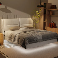 Linqe Genuine Leather Floating Bed Frame (With LED) XYXBED