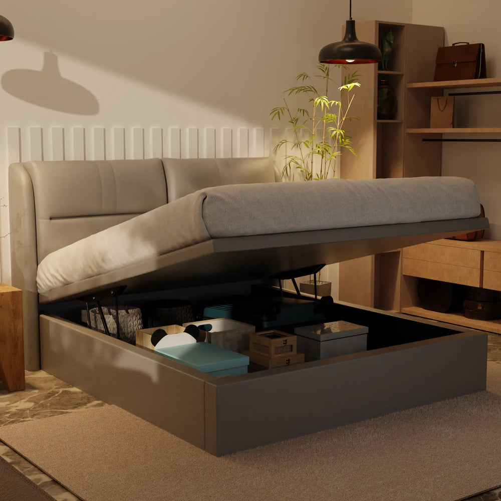 Linqe Genuine Leather Storage Bed (Gas Lift) XYXBED