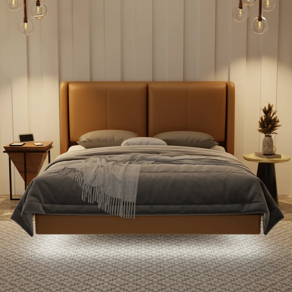 Grenne Genuine Leather Floating Bed Frame (With LED) XYXBED