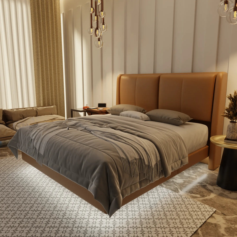 Grenne Genuine Leather Floating Bed Frame (With LED) XYXBED