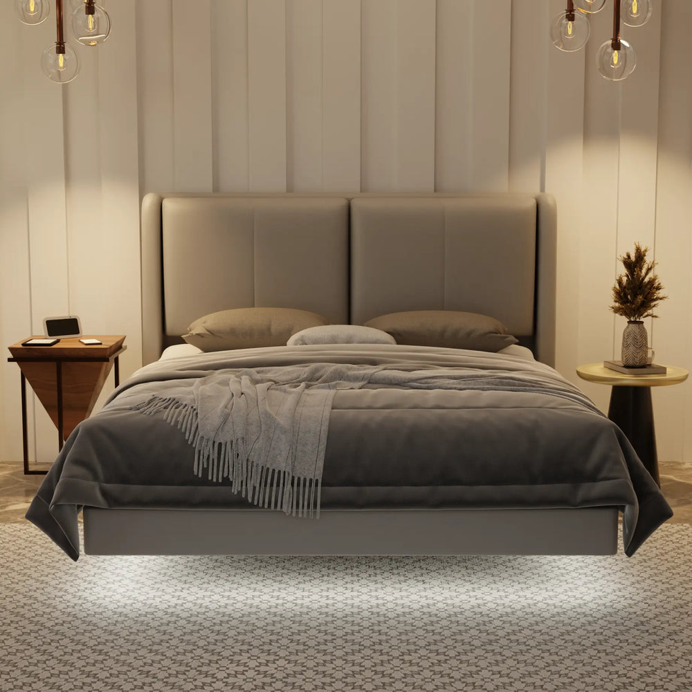 Grenne Genuine Leather Floating Bed Frame (With LED) XYXBED
