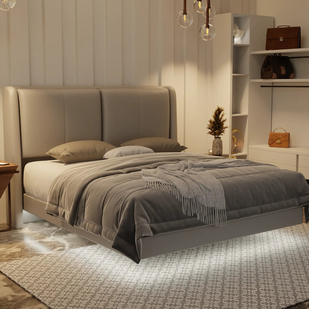 Grenne Genuine Leather Floating Bed Frame (With LED) XYXBED
