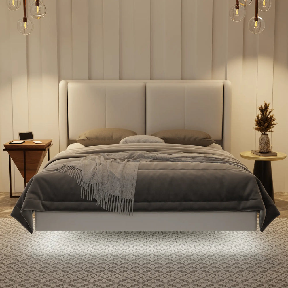 Grenne Genuine Leather Floating Bed Frame (With LED) XYXBED
