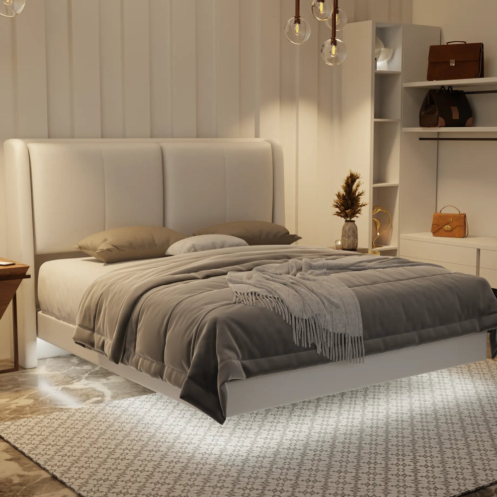 Grenne Genuine Leather Floating Bed Frame (With LED) XYXBED