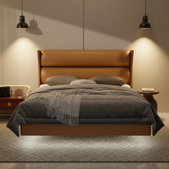 Kimble Genuine Leather Floating Bed Frame (With LED) XYXBED