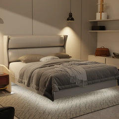 Kimble Genuine Leather Floating Bed Frame (With LED) XYXBED