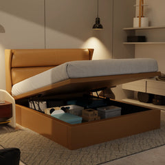Kimble Genuine Leather Storage Bed (Gas Lift) XYXBED