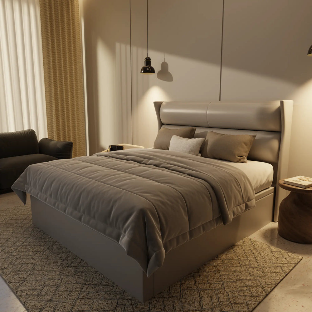 Kimble Genuine Leather Storage Bed (Gas Lift) XYXBED