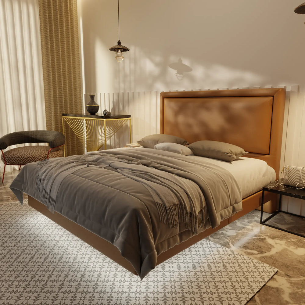 Jinny Genuine Leather Floating Bed Frame (With LED) XYXBED
