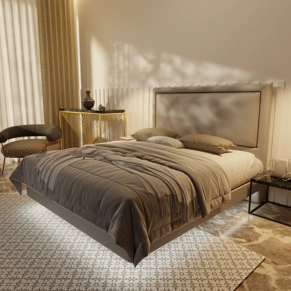 Jinny Genuine Leather Floating Bed Frame (With LED) XYXBED