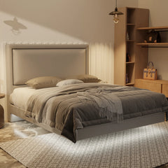 Jinny Genuine Leather Floating Bed Frame (With LED) XYXBED