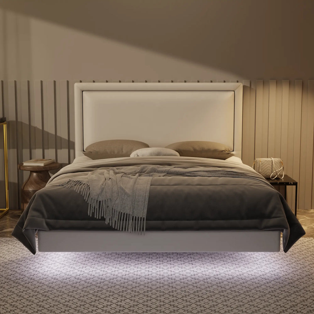 Jinny Genuine Leather Floating Bed Frame (With LED) XYXBED