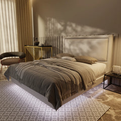 Jinny Genuine Leather Floating Bed Frame (With LED) XYXBED