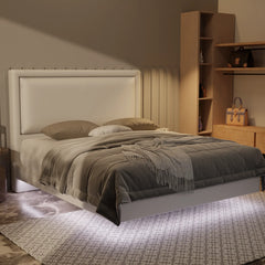 Jinny Genuine Leather Floating Bed Frame (With LED) XYXBED