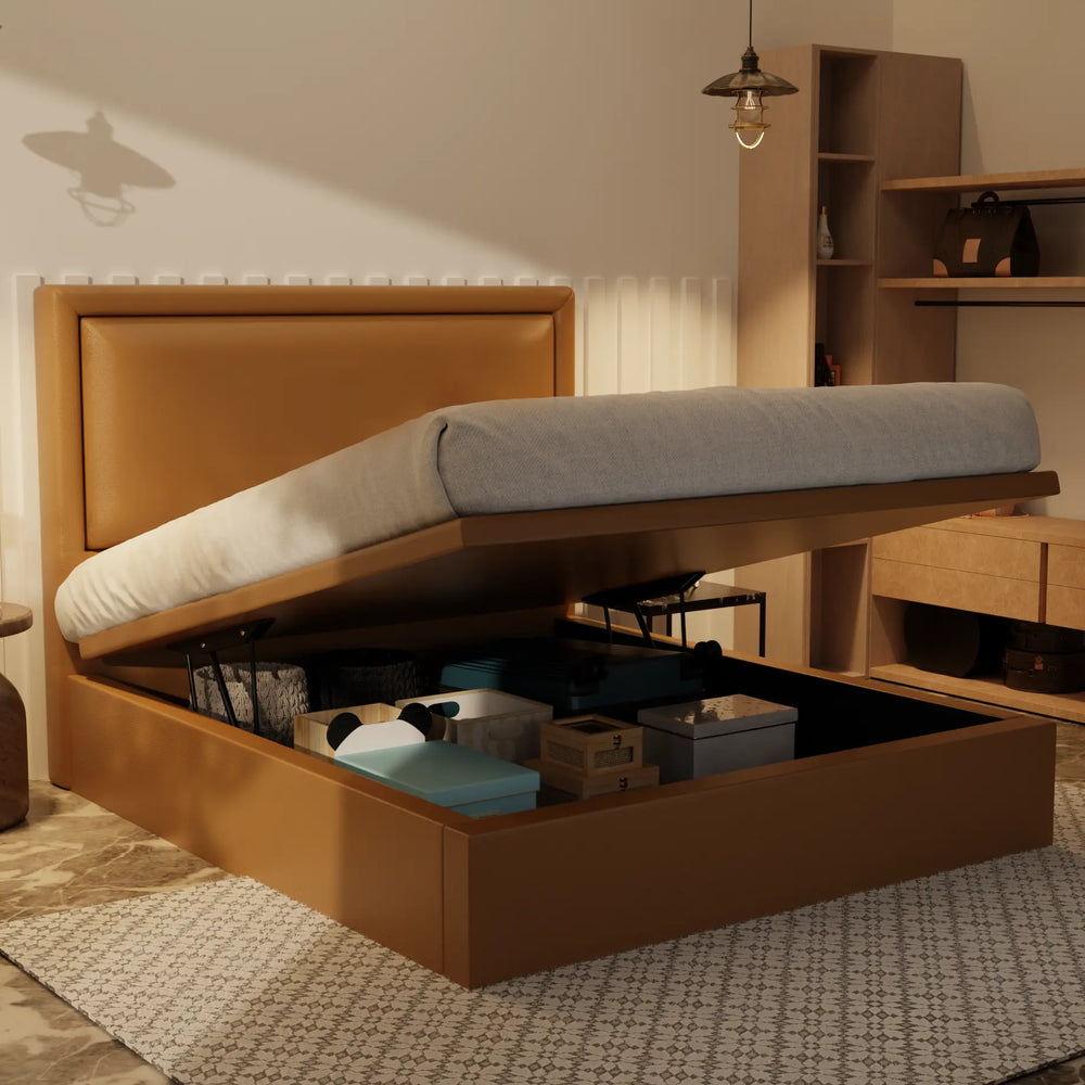 Jinny Genuine Leather Storage Bed (Gas Lift) XYXBED