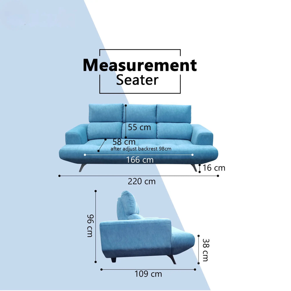 Nyros Fabric Adjustable Backrest Sofa (Pet Friendly & Easy Clean) - Esteller