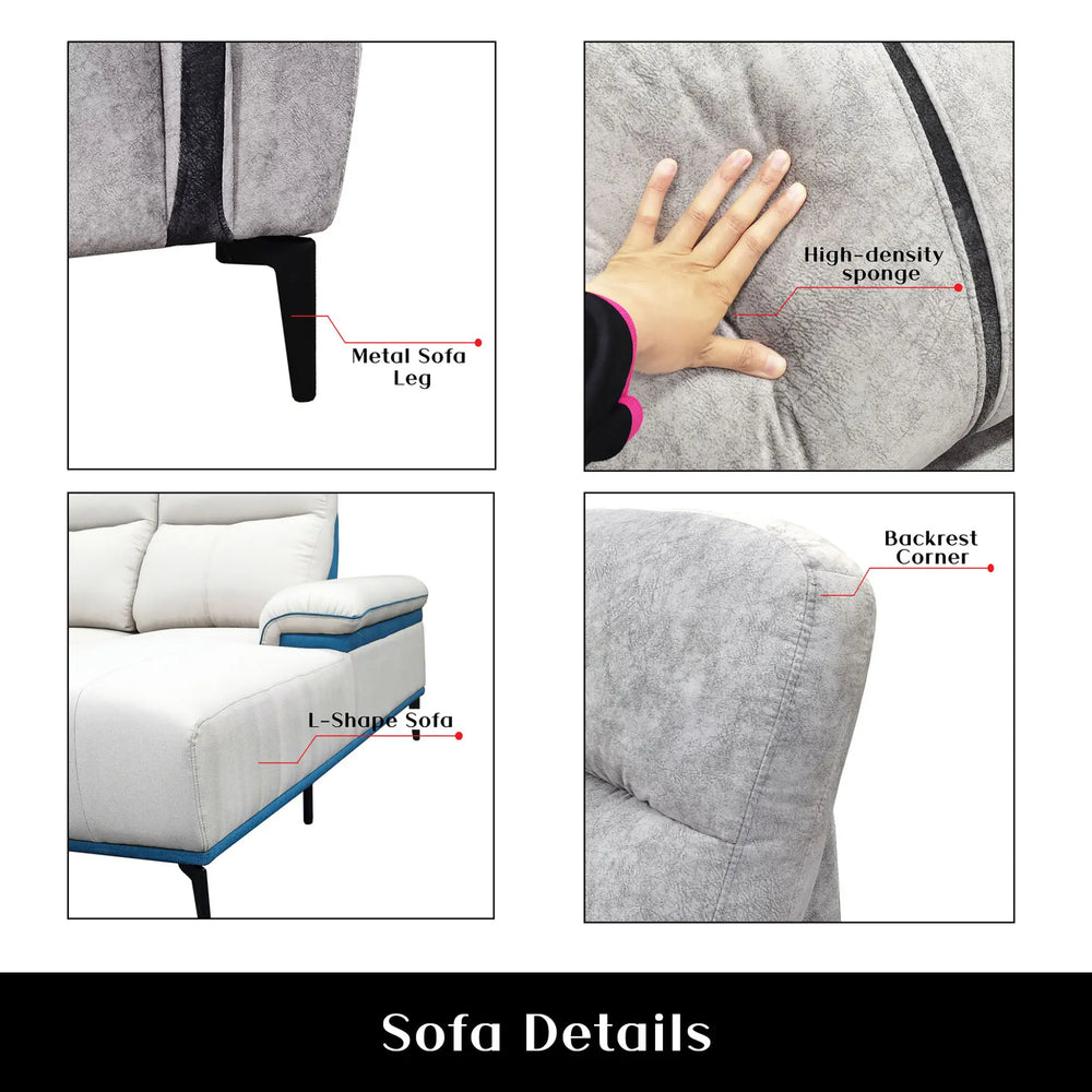 Corlan Fabric L-Shaped Sofa (Pet Friendly & Easy Clean) - Esteller