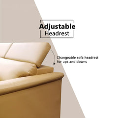 Quirra Genuine Leather Adjustable Headrest L-Shaped Sofa - Esteller
