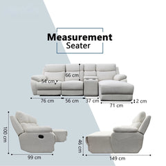 Yanor Fabric Recliner L-Shaped Sofa (Pet Friendly & Easy Clean) - Esteller