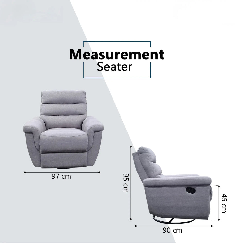 Fynric Fabric Recliner Sofa (Pet Friendly & Easy Clean) - Esteller