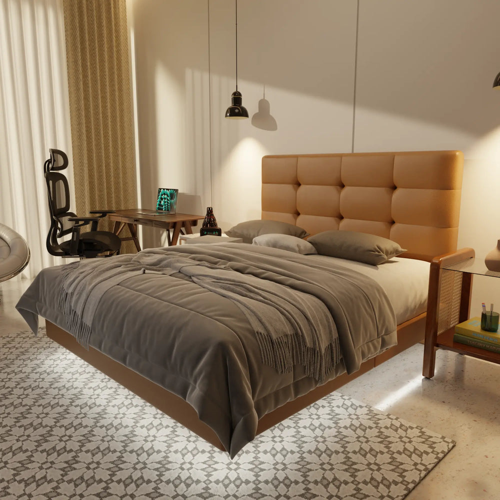Rachelle Genuine Leather Floating Bed Frame (With LED) XYXBED