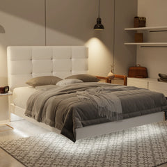 Rachelle Genuine Leather Floating Bed Frame (With LED) XYXBED