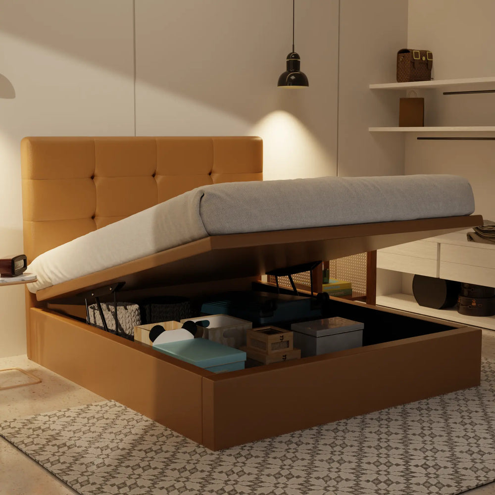 Rachelle Genuine Leather Storage Bed (Gas Lift) XYXBED