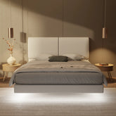 Gretelle Genuine Leather Floating Bed Frame (With LED) XYXBED