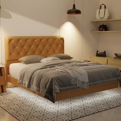 Wimble Genuine Leather Floating Bed Frame (With LED) XYXBED