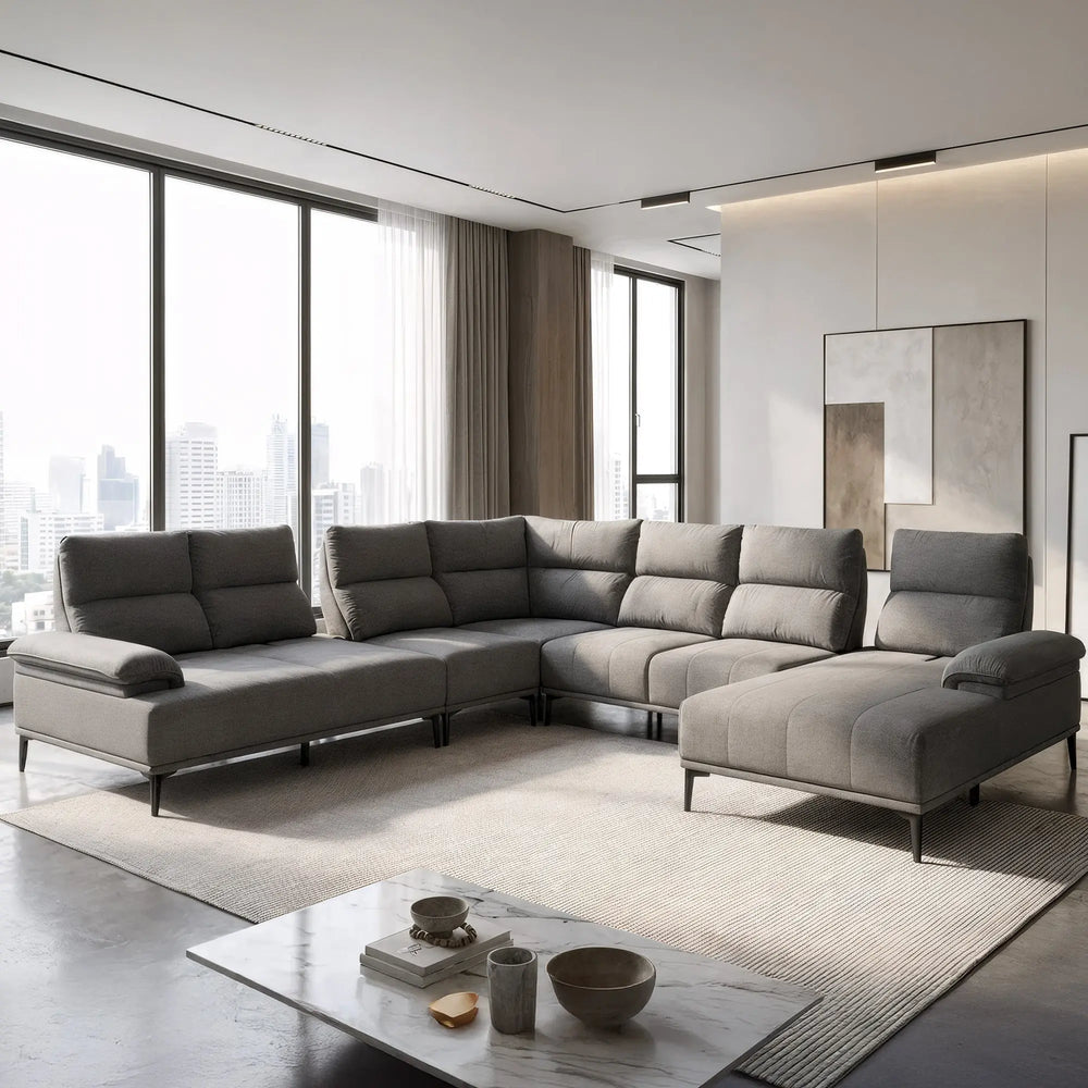 Orrian Fabric Adjustable Backrest L-Shaped Corner Sofa (Pet Friendly & Easy Clean) - Esteller