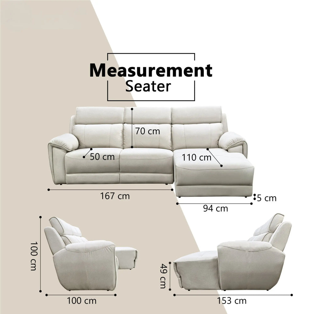 Enricus Fabric Adjustable Headrest L-Shaped Sofa (Pet Friendly & Easy Clean) - Esteller
