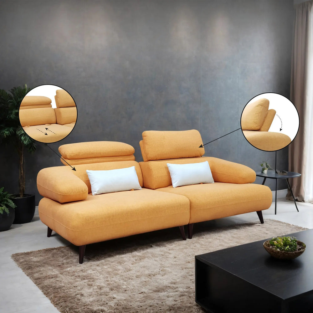 Myric Fabric Adjustable Backrest & Headrest Sofa (Pet Friendly & Easy Clean) - Esteller