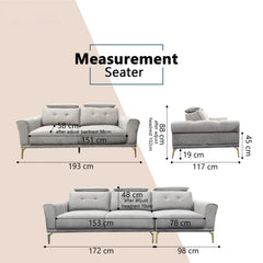Ceyra Fabric Adjustable Headrest Sofa (Pet Friendly & Easy Clean) - Esteller
