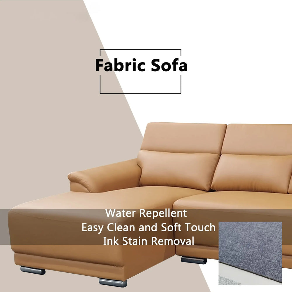 Quirra Genuine Leather Adjustable Headrest L-Shaped Sofa - Esteller