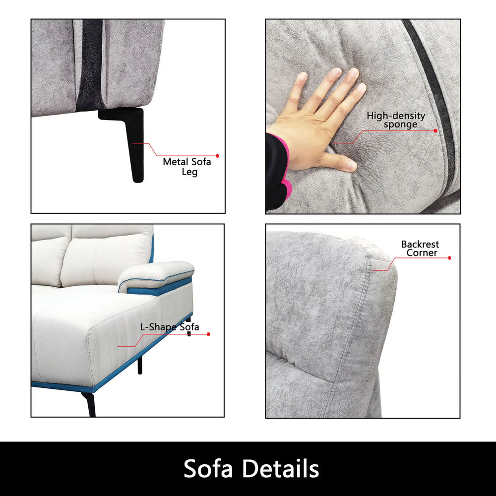 Geymor Fabric L-Shaped Sofa (Pet Friendly & Easy Clean) KH