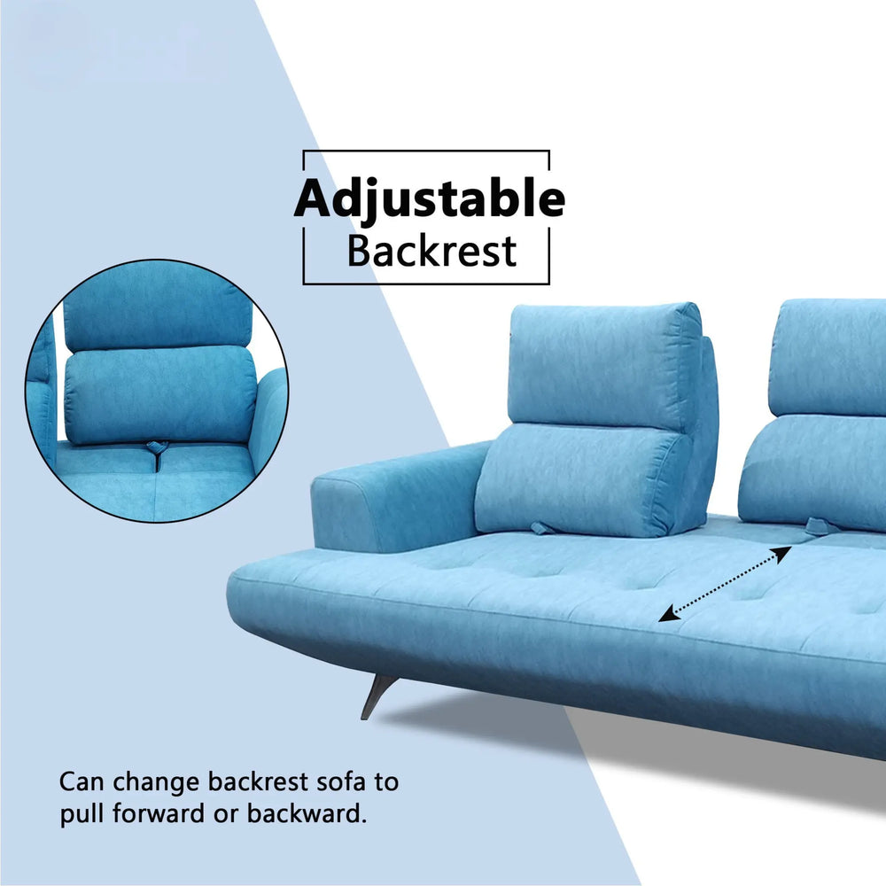 Nyros Fabric Adjustable Backrest Sofa (Pet Friendly & Easy Clean) - Esteller