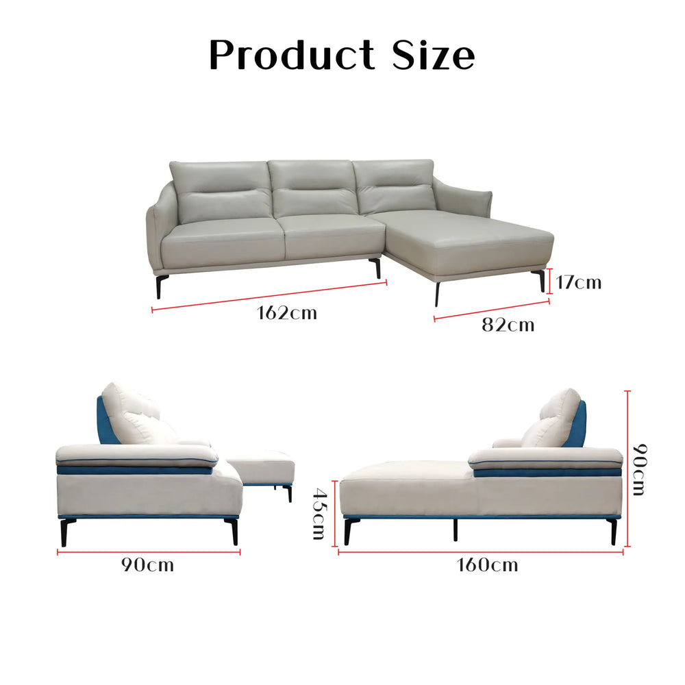 Elvyn Genuine Leather L-Shaped Sofa - Esteller