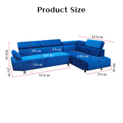 Gavros Fabric Headrest & Armrest L-Shaped Sofa (Pet Friendly & Easy Clean) - Esteller