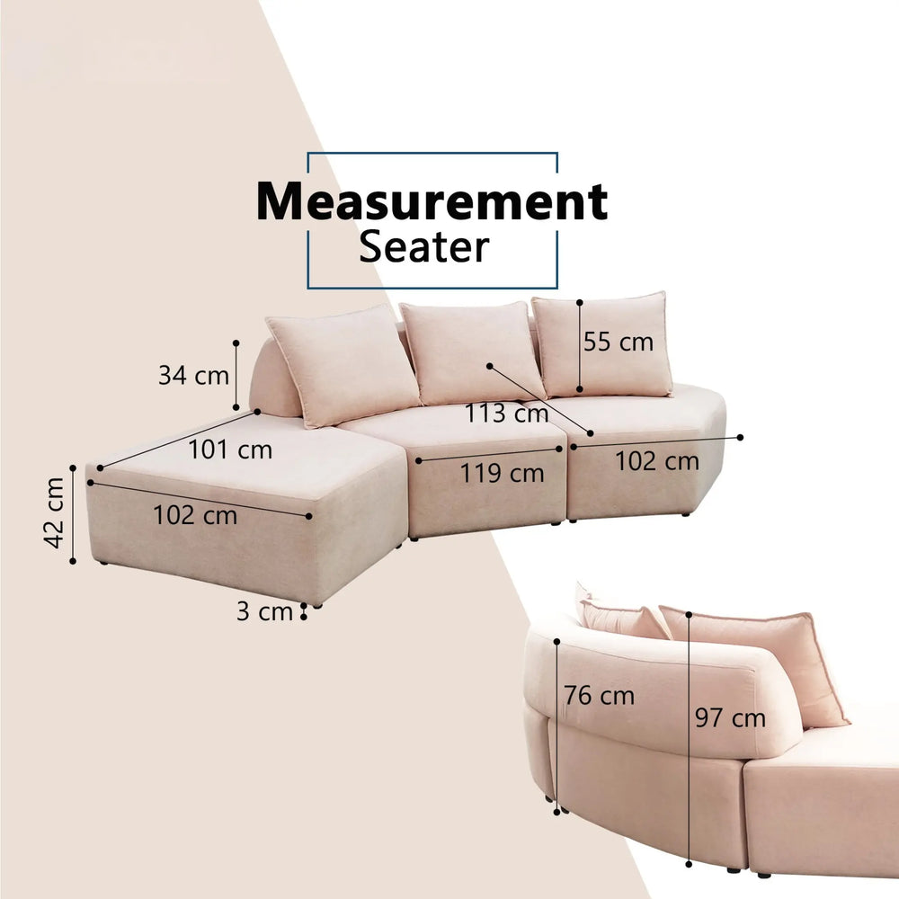 Fiorin Fabric Sectional Sofa (Pet Friendly & Easy Clean) - Esteller