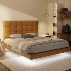 Mancine Genuine Leather Floating Bed Frame (With LED) XYXBED