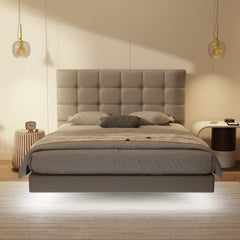 Mancine Genuine Leather Floating Bed Frame (With LED) XYXBED